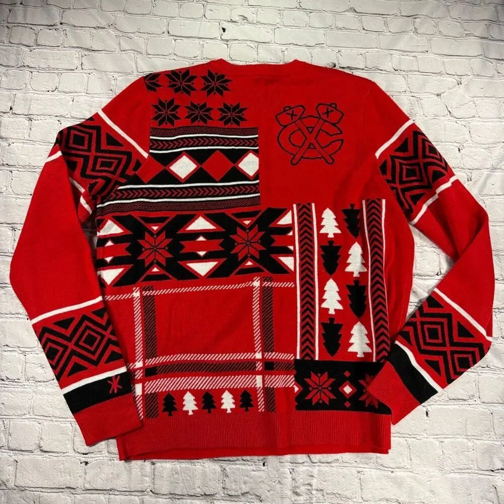 Chicago Blackhawks NHL Patches Ugly Sweater Size XL  G